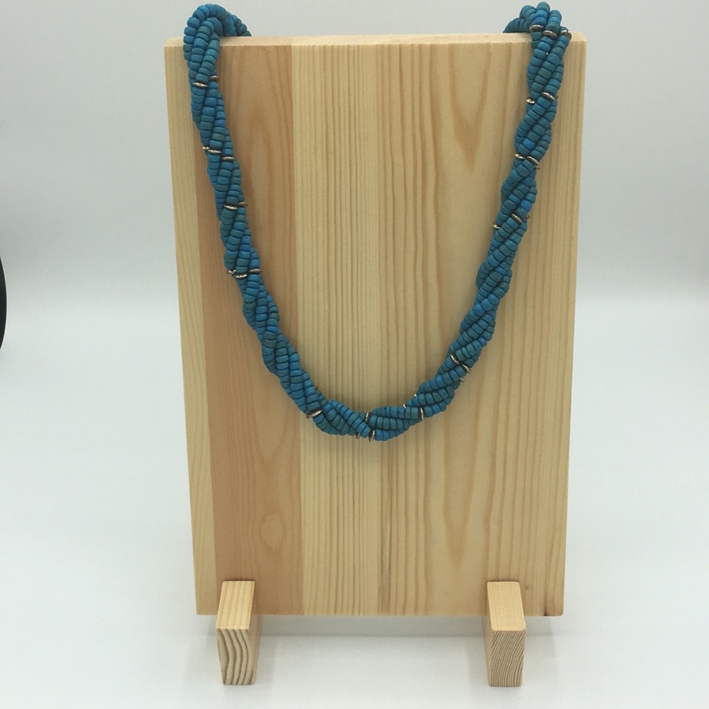 Turquoise Wooden Bead Necklace On SALE!!!